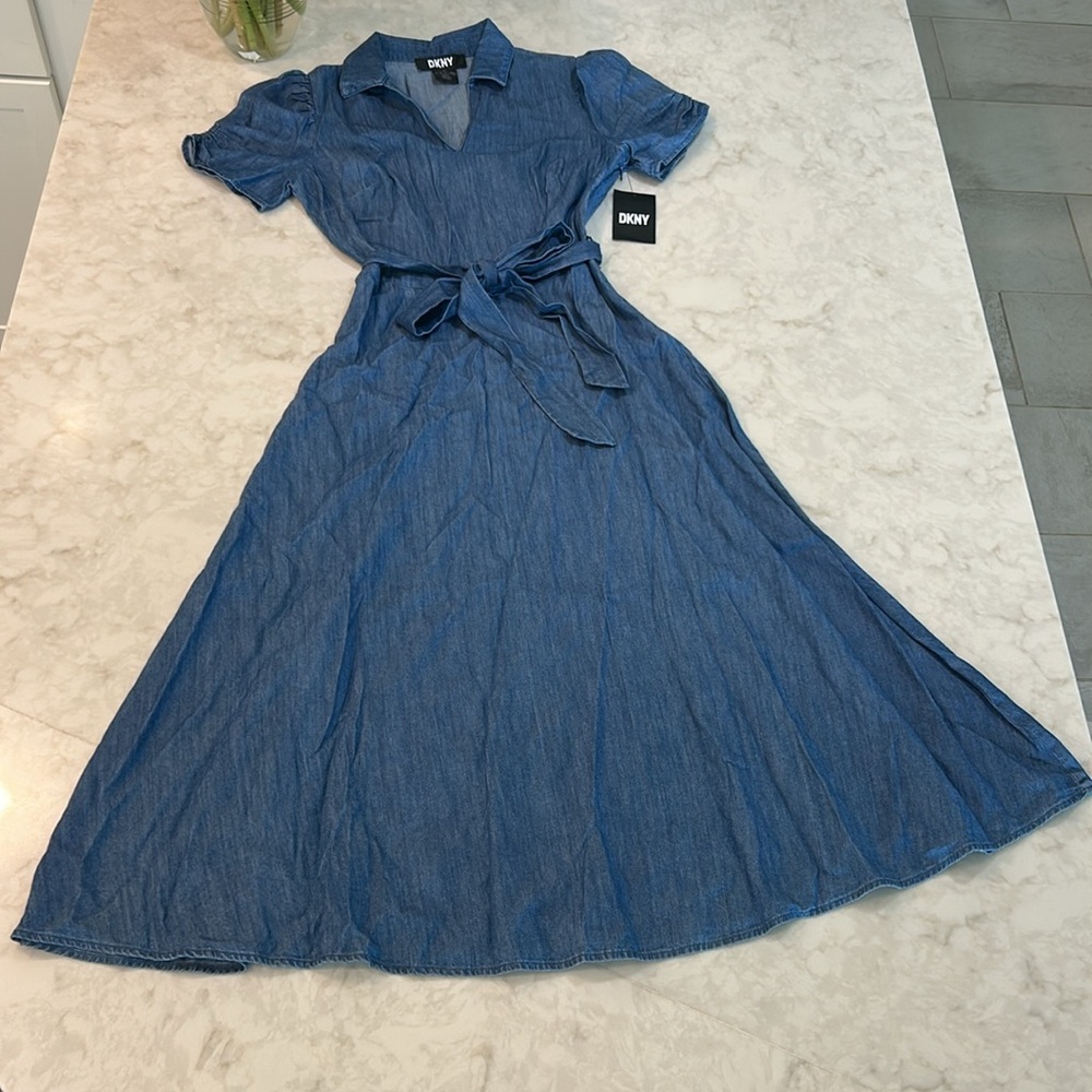 NWT DKNY Women's Ruched-Sleeve Belted Shirtdress - Picture 10 of 15